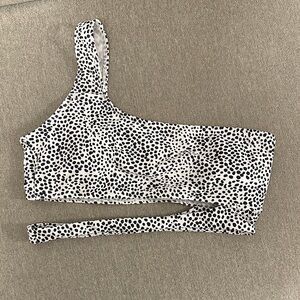 SHEIN Black and White One-Shoulder Bikini Top